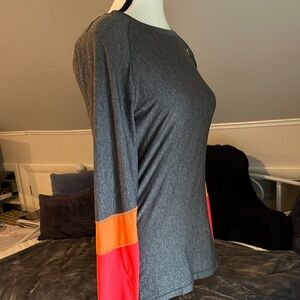Under Armour Fitted Long Sleeve Tee with Orange and Red Accents and Heatgear